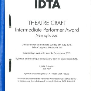 THEATRE CRAFT INTERMEDIATE PERFORMER AWARD
