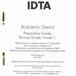 ACROBATIC DANCE PREP TO GRADE 2 SYLLABUS NOTES - DIGITAL DOWNLOAD